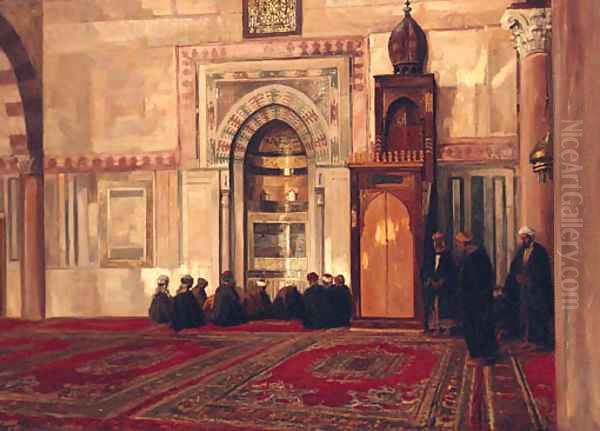 Prayer Time In The Mosque Oil Painting by Georg Macco