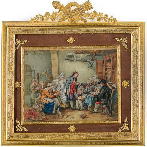 L'accordee Au Village Oil Painting by Jean Baptiste Greuze