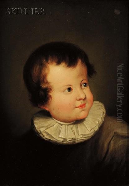 Lot Of Two Portraits Of Children Oil Painting by Jean Baptiste Greuze