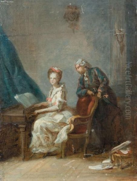 La Lecon De Piano Oil Painting by Jean Baptiste Greuze