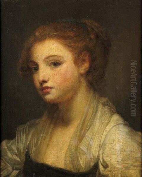 Bust Of A Young Woman Oil Painting by Jean Baptiste Greuze