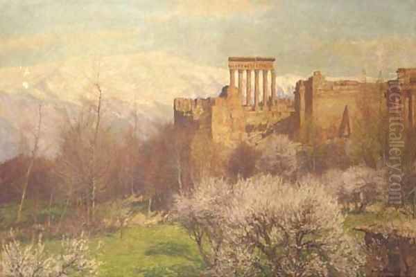 A view of Baalbec, Syria Oil Painting by Georg Macco