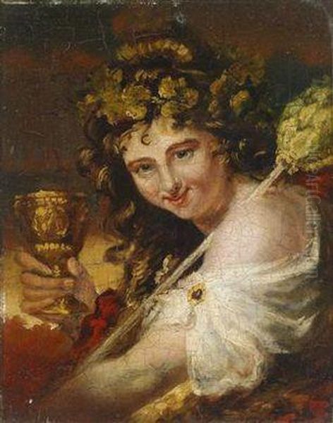 A Young Bacchante Oil Painting by Jean Baptiste Greuze