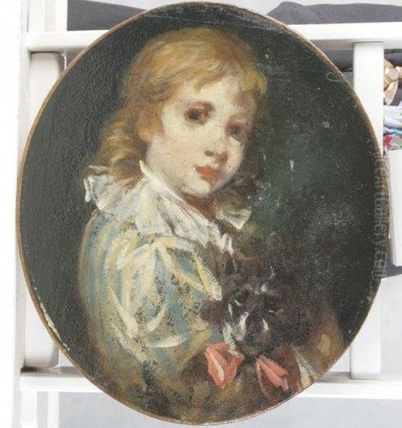 Portrait D'enfant Avec Son Chien Oil Painting by Jean Baptiste Greuze