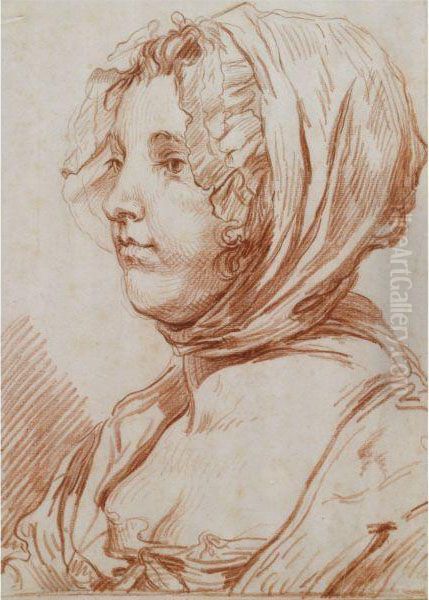 A Portrait Of A Woman Wearing A Bonnet Oil Painting by Jean Baptiste Greuze