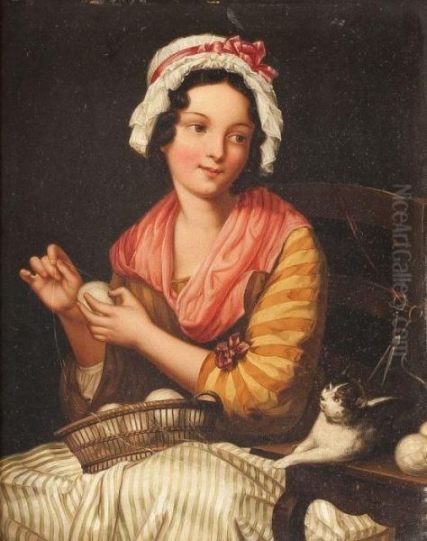 La Devideuse (garnbinderin) Oil Painting by Jean Baptiste Greuze