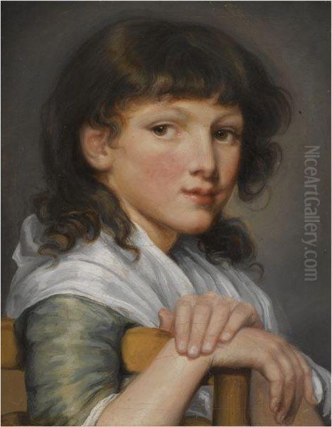 Portrait Of A Girl, Head And Shoulders Oil Painting by Jean Baptiste Greuze