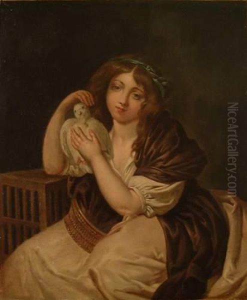 Jeune Fille Et Sa Colombe Oil Painting by Jean Baptiste Greuze