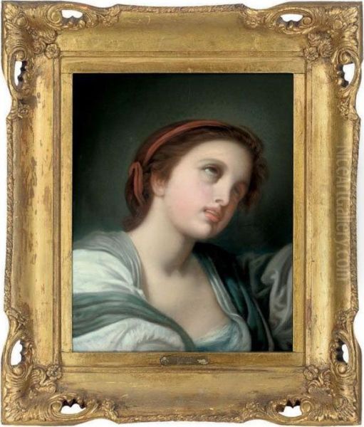 Head Of A Young Woman Oil Painting by Jean Baptiste Greuze