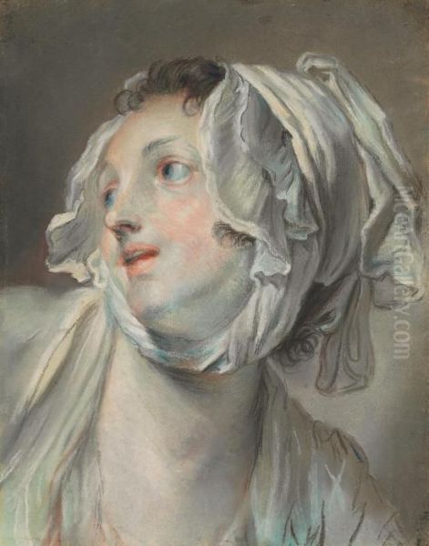 The Head Of A Young Woman Oil Painting by Jean Baptiste Greuze