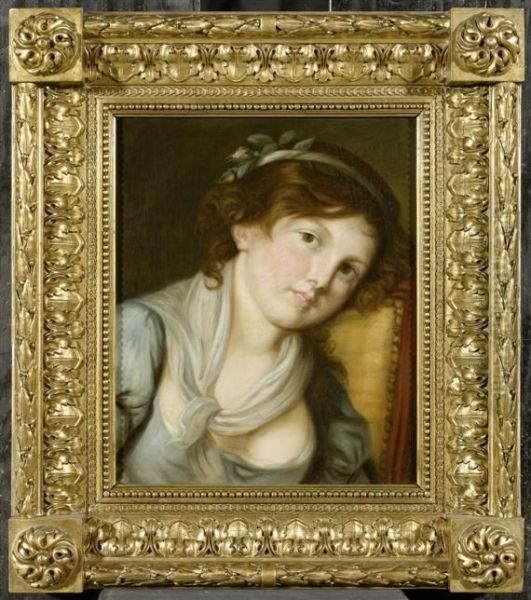 A Girl's Portrait Oil Painting by Jean Baptiste Greuze