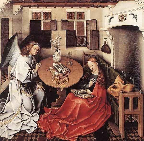 Annunciation 1420s Oil Painting by Robert Campin