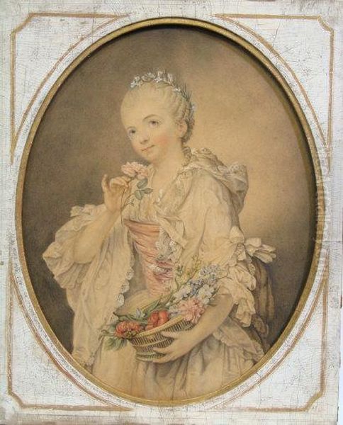 Portrait Of Madelaine Barbarie De Courteille Born 1741 Oil Painting by Jean Baptiste Greuze