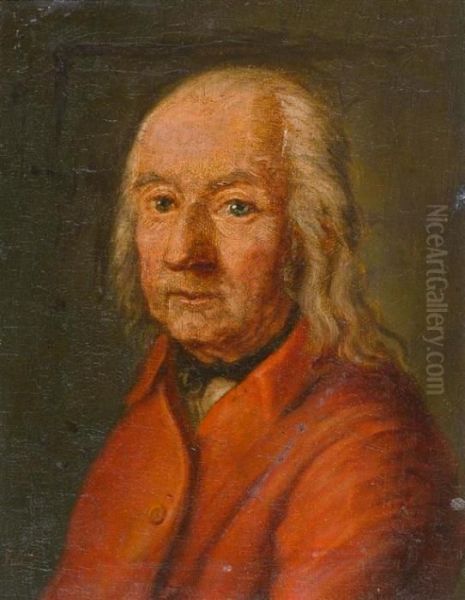 Portrait Of A A Old Man In A Red Jacket Oil Painting by Jean Baptiste Greuze