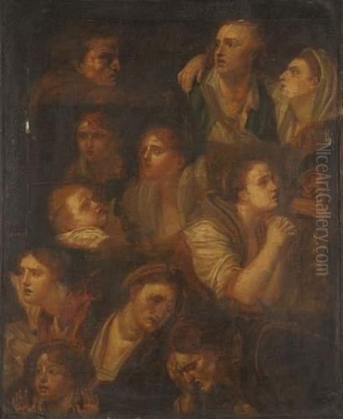 Etudes De Tetes Oil Painting by Jean Baptiste Greuze