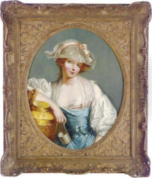 A Young Maid Oil Painting by Jean Baptiste Greuze