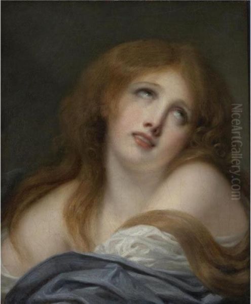 The Bust Of A Young Girl, Called Virginie Oil Painting by Jean Baptiste Greuze