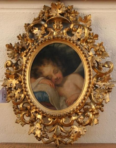 Sleeping Nymph Within A Landscape Oil Painting by Jean Baptiste Greuze