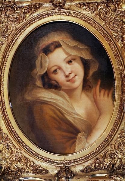 Study Of A Young Girl Oil Painting by Jean Baptiste Greuze