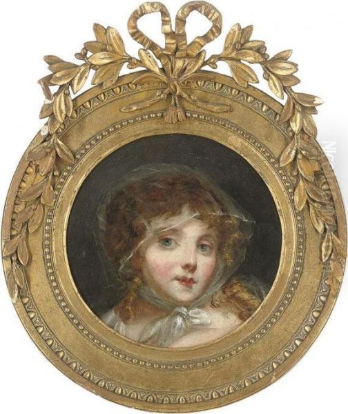 Head Of A Girl In A Voile Scarf Oil Painting by Jean Baptiste Greuze