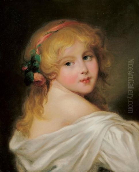 Bildnis Eines Madchens. Oil Painting by Jean Baptiste Greuze