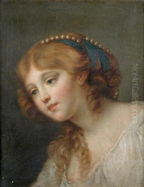 Portrait Of A Young Girl Oil Painting by Jean Baptiste Greuze