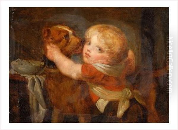 Jeune Garcon Et Son Chien Oil Painting by Jean Baptiste Greuze