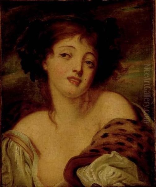 A Bacchante Oil Painting by Jean Baptiste Greuze