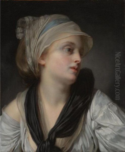 Portrait Of A Young Woman Oil Painting by Jean Baptiste Greuze