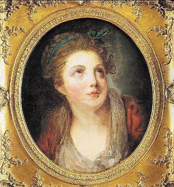 Dama Joven Con Cinta Verde En El Pelo, Busto Oil Painting by Jean Baptiste Greuze