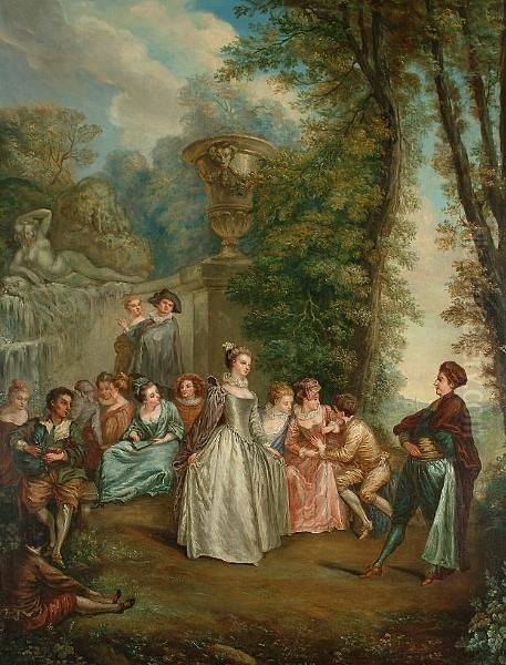 A Fete Champetre Oil Painting by Jean Baptiste Greuze