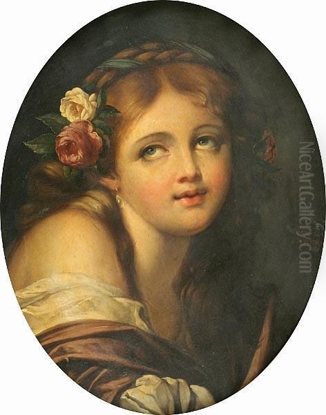 Young Beauties: Two Oil Painting by Jean Baptiste Greuze