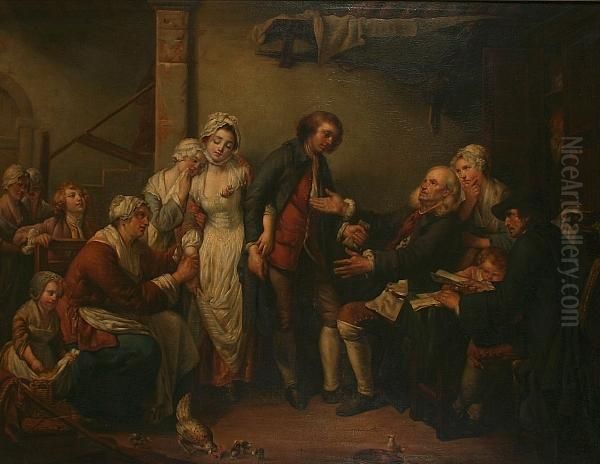 'l'accordee De Village' Oil Painting by Jean Baptiste Greuze