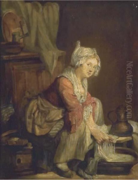 La Blanchisseuse Oil Painting by Jean Baptiste Greuze