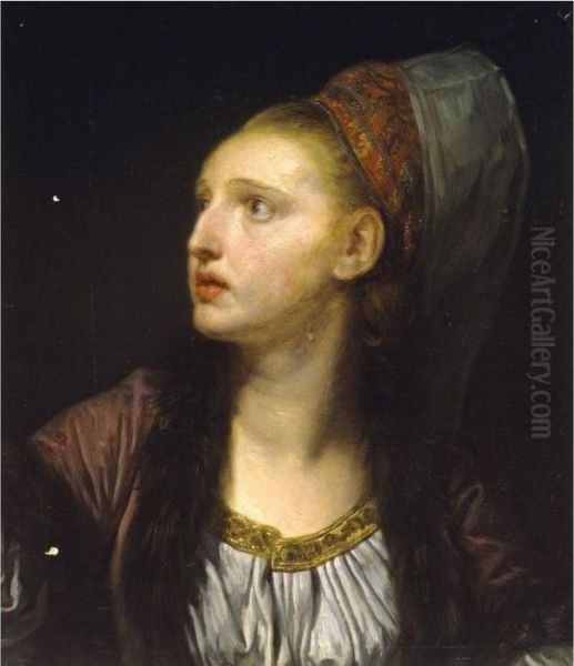 Portrait Of An Actress As Roxanne In Bazajet Oil Painting by Jean Baptiste Greuze