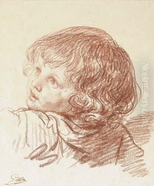 A Young Boy, Bust-length, Turned To The Left Oil Painting by Jean Baptiste Greuze