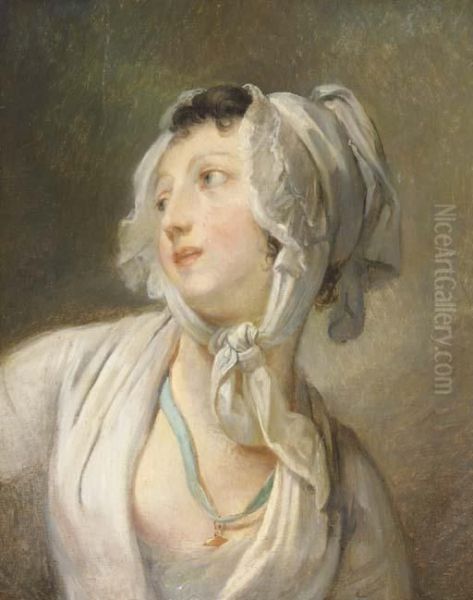 Femme Au Fichu Blanc Oil Painting by Jean Baptiste Greuze