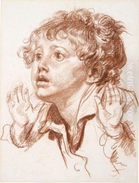 Head Of A Startled Boy Oil Painting by Jean Baptiste Greuze