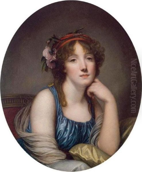 Portrait Of A Young Woman, Said To Be The Artist's Daughter Oil Painting by Jean Baptiste Greuze