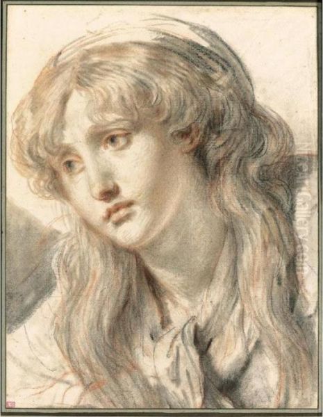 Head Of A Girl Oil Painting by Jean Baptiste Greuze