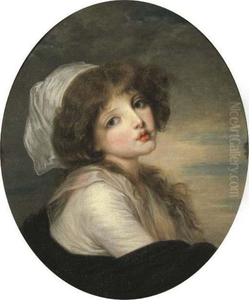 Ritratto Di Fanciulla, A Mezzo Busto, In Abito E Cuffia Bianca Oil Painting by Jean Baptiste Greuze