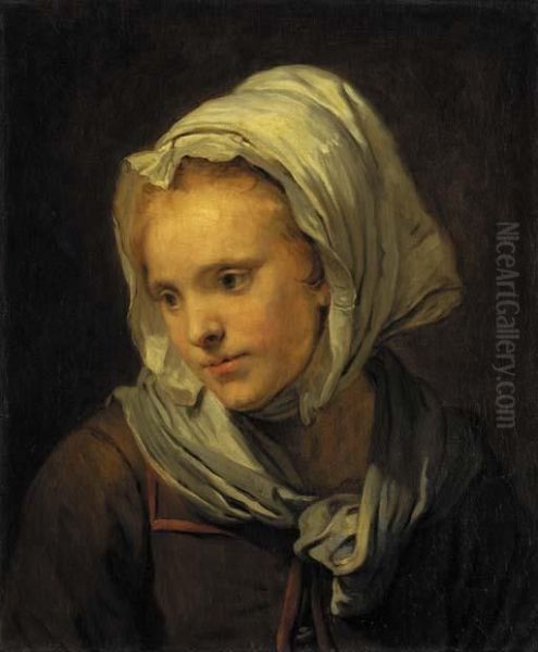 Bust Of A Girl Oil Painting by Jean Baptiste Greuze