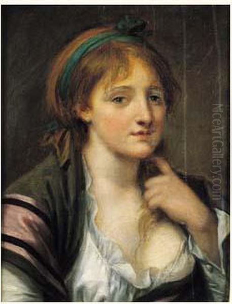 Portrait De Jeune Femme Oil Painting by Jean Baptiste Greuze