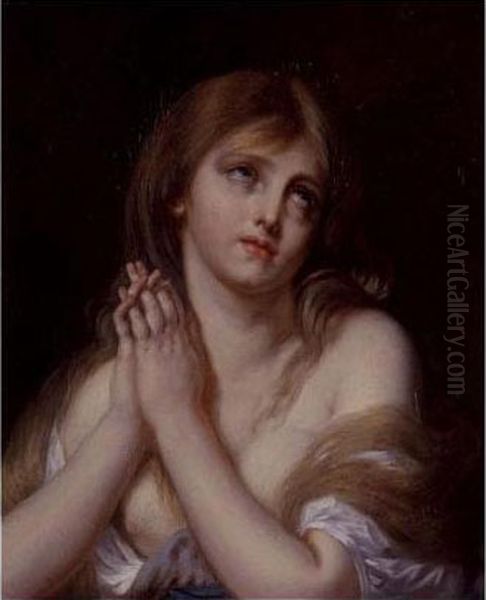 Mary Magdalen In Prayer Oil Painting by Jean Baptiste Greuze