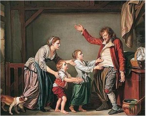 'l'ivrogne Chez Lui' Oil Painting by Jean Baptiste Greuze