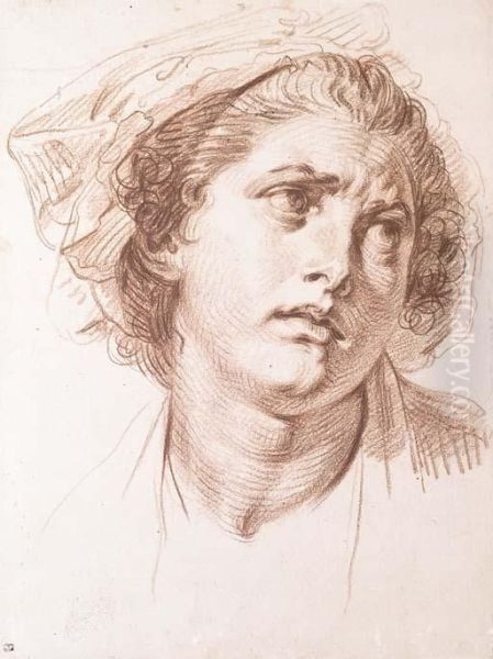 The Head Of A Woman Oil Painting by Jean Baptiste Greuze