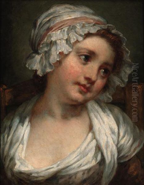 A Young Maid Oil Painting by Jean Baptiste Greuze