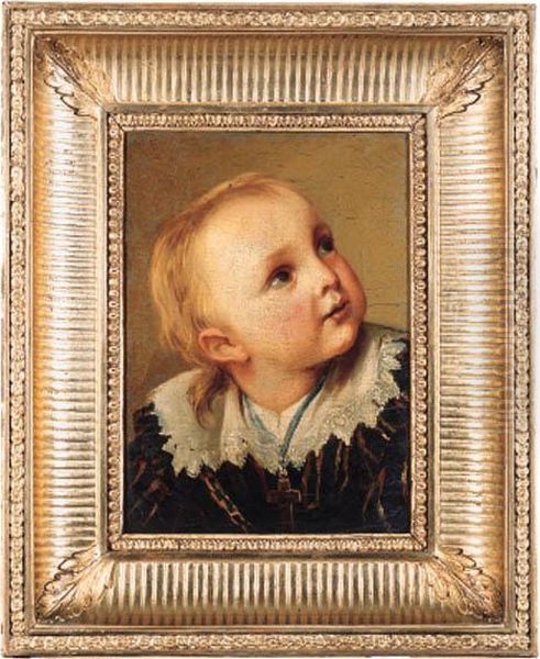 An Infant Oil Painting by Jean Baptiste Greuze