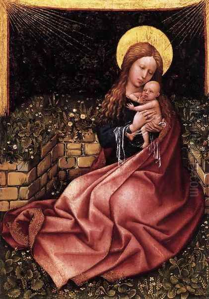 Madonna by a Grassy Bank Oil Painting by Robert Campin