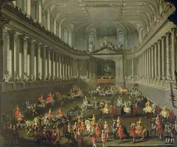 A Cavalcade in the Winter Riding School of the Vienna Hof to celebrate the defeat of the French army at Prague 1743 Oil Painting by Martin II Mytens or Meytens